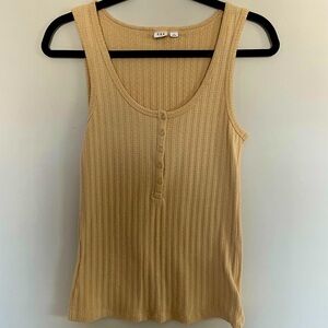 GAP sleeveless ribbed henley top yellow small